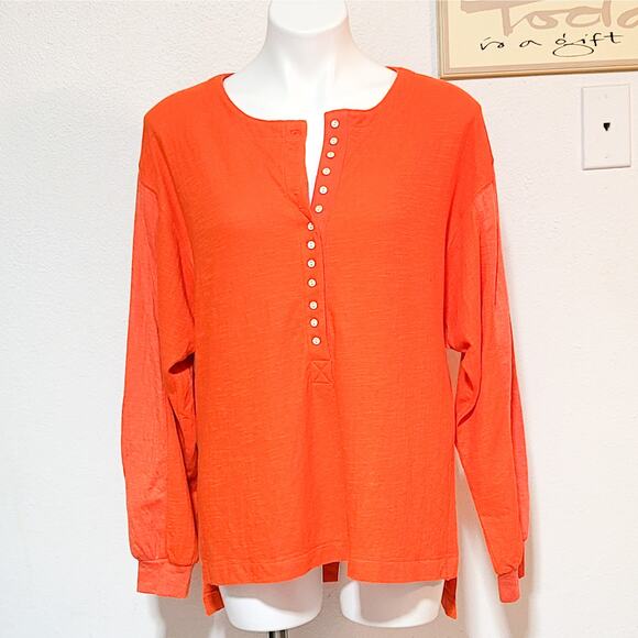 We the Free New orange Back at It oversized slouchy thermal henley size XS - Picture 14 of 15